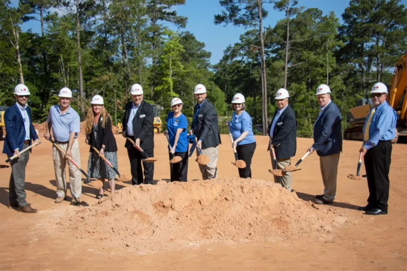 Members of SAFE Federal Credit Union's Executive Team with shovels at the site of its new Irmo branch build.