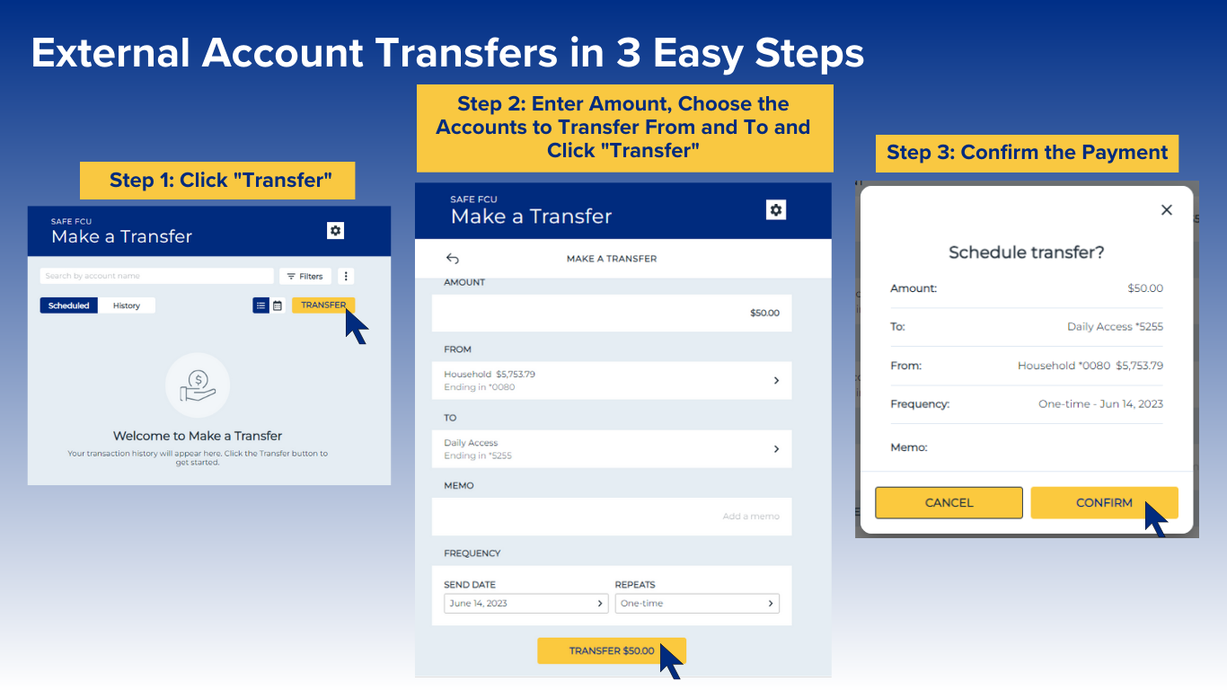 how to complete an external account transfer