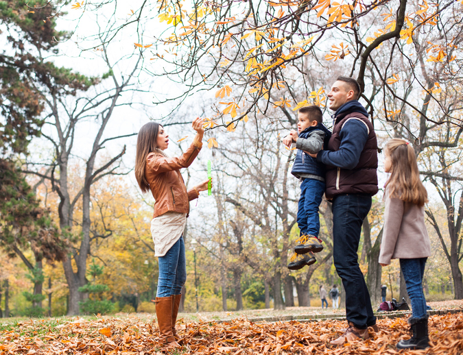 Family in the woods.