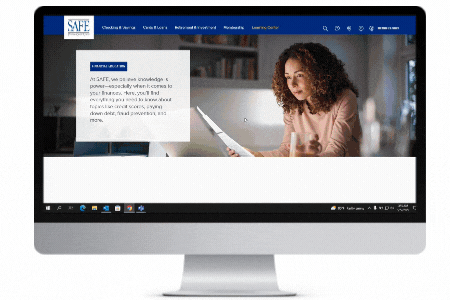 computer screen showing SAFE's Learning Center