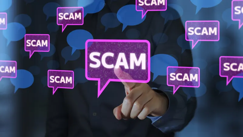 quote bubbles that say scam