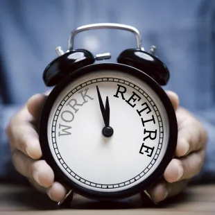 hands holding a retirement clock