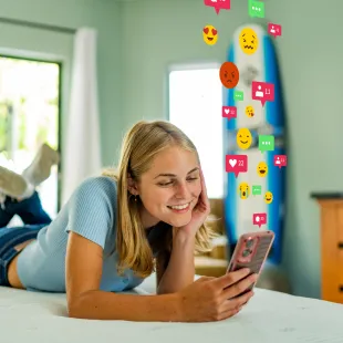 teen girl scrolling her phone