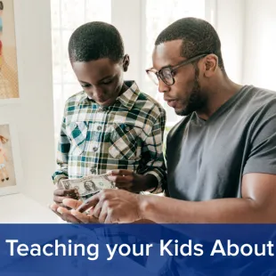 father and son counting money