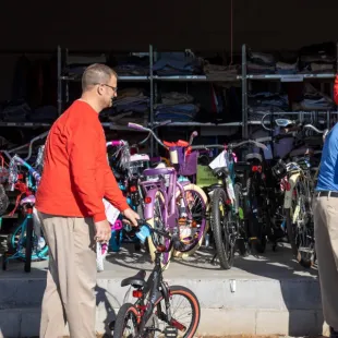 SAFE employees delivering bikes to United Ministries in Sumter, SC