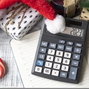 calculator with santa hat 
